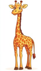 Obraz premium Friendly Cartoon Giraffe Illustration on White Background