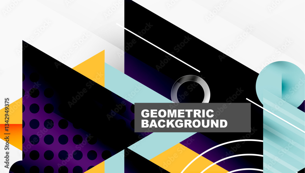 Aufkleber Sleek abstract background - layered triangles with vibrant gradient tones. Semi-transparent shapes add depth and contemporary aesthetic