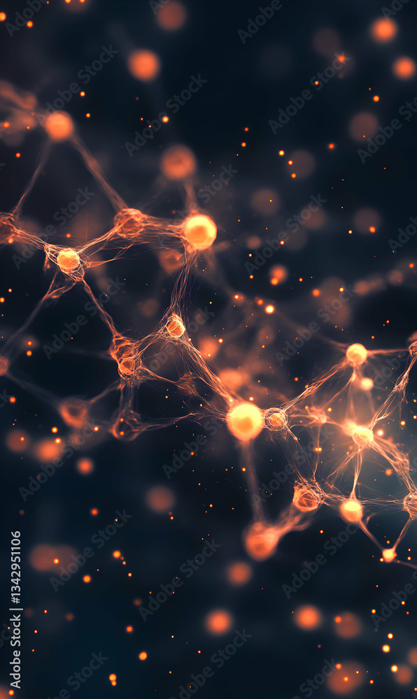 Poster intricate interconnected network of nanoparticles creating an ethereal visual experience