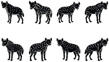 Hyena Vector Shilhouette Bundle Set Collection