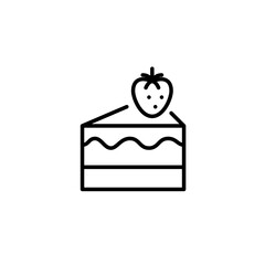 Slice of cake with strawberry. Desserts, sweet snacks and bakery. Pixel perfect, editable stroke vector icon