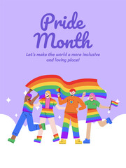 People Celebrate Pride Month with Love and Equality and Diversity Poster Template