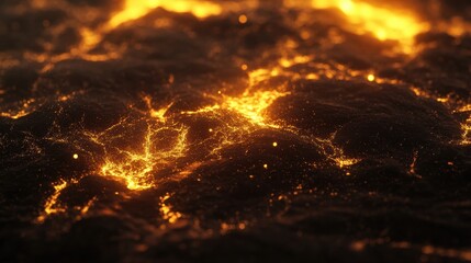 Abstract Lava Texture with Glowing Fiery Splashes and Highlights