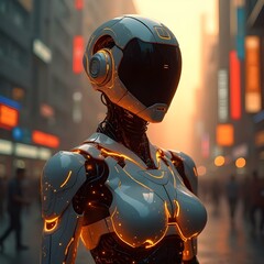 High-Tech Cybernetic Android in Sci-Fi World  
