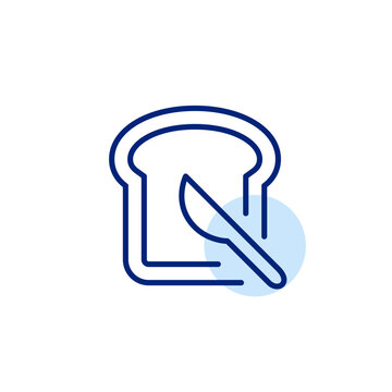 recommend clip art: Toast and knife. Breakfast bread with peanut butter and jelly. Pixel perfect, editable stroke vector icon