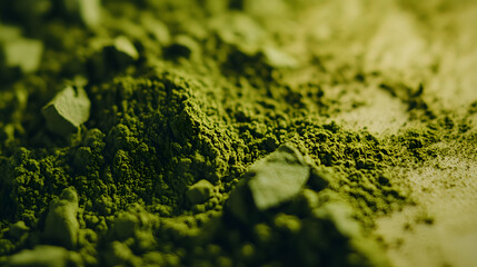 A close-up of soft green powder, symbolizing health, vitality, and natural beauty.