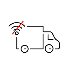 Truck and no wi-fi symbol. Offline shopping and delivery. Pixel perfect, editable stroke vector icon