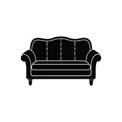 black sofa isolated on white vector illustration