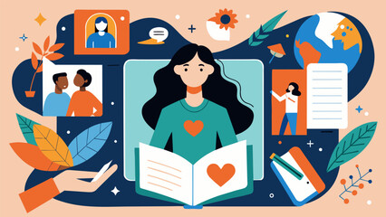 Fototapeta premium A collage of magazine outs and personal drawings in a journal representing a persons journey of healing and selfdiscovery through art journaling.. Vector illustration