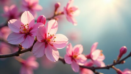 Naklejka premium Spring flower blossoms in the clear morning light, spring, clear light