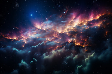 Fototapeta premium breathtaking spectacle of Earth celestial panorama, where intricate interplay of nature marvels and mankind creations intertwine in perfect harmony