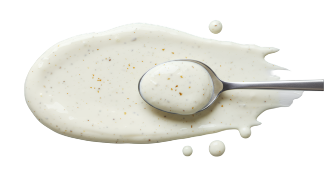 Creamy White Sauce with Herbs and Spices on Transparent Background