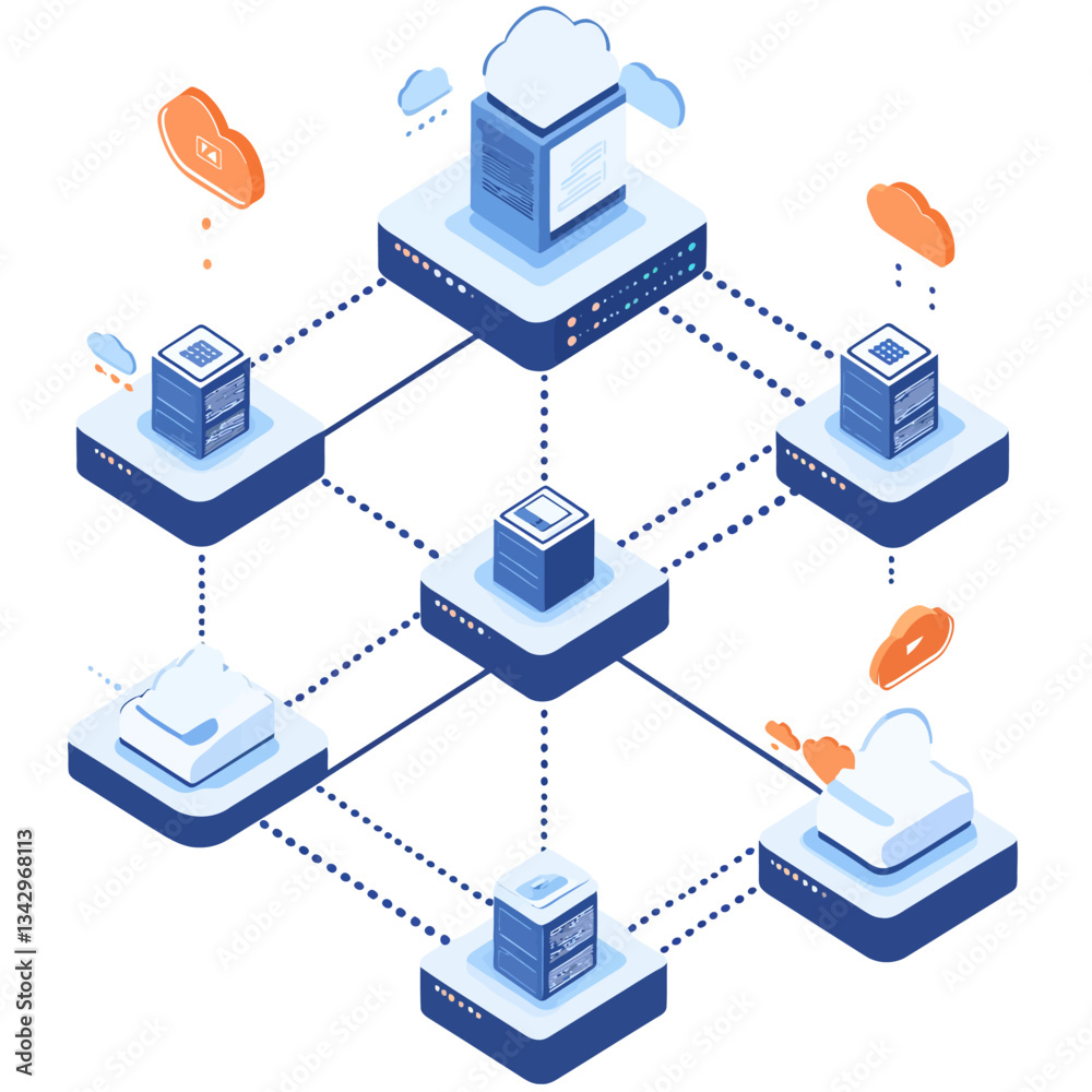 Poster cloud server network and data transfer visualization technology