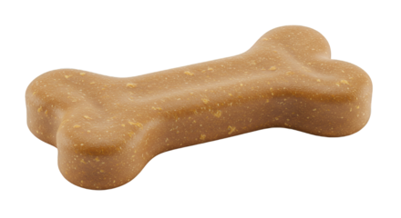 Light Brown Dog Bone Treat on Transparent Background