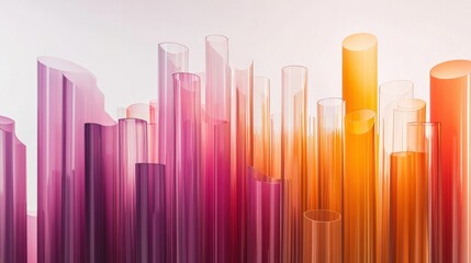 Obraz premium Abstract Colorful Cylinders in Gradient Shades of Pink and Orange
