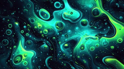 Abstract Colorful Fluid Background with Bubbles and Swirling Shapes