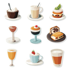 Artistic Desserts and Drinks: Cupcakes, Coffee, and Cocktails Selection