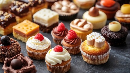 The best-selling and delicious dessert sweets on the table