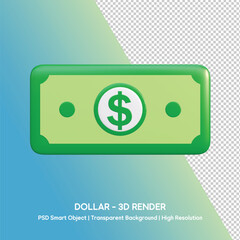 3D Render of Green Dollar Bills
