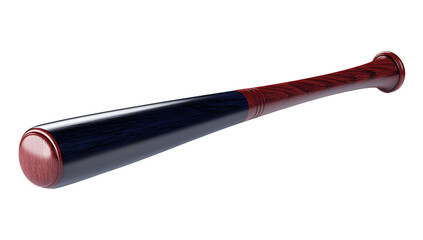 Wood Baseball Bat with Blue and Red Colors on Trasparent Backdrop