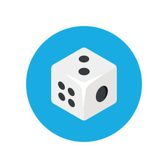 A vector illustration of a dice game design inside a circle.