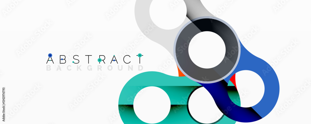 Aufkleber Abstract circle element composition with overlapping circular and tubular shapes featuring smooth gradients, transparency effects, and dynamic layering