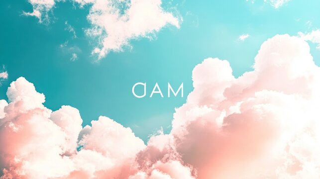 Pastel cloudscape, morning sky, OAM text overlay, peaceful background