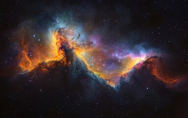 Fototapeta premium Exploration of a vibrant nebula showcasing energetic colors and celestial formations in deep space