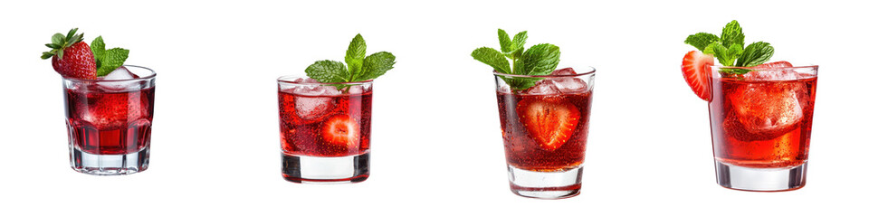 Vibrant and flavorful strawberry cocktails served with fresh mint leaves offering a delightful summer refreshment