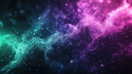 Naklejka premium Cosmic Nebula: A Symphony of Teal and Magenta