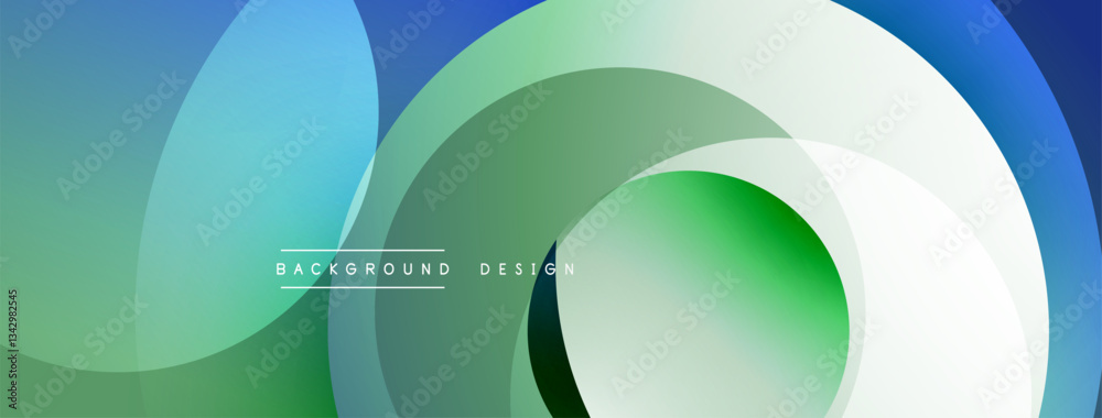 Poster Layered circular shapes in vivid colors form a gradient-rich abstract design with smooth transitions, depth effects, and a modern, futuristic aesthetic