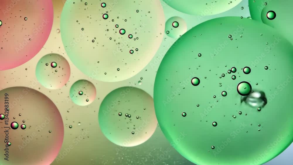 Poster abstract macro photograph featuring floating colorful bubbles with smaller bubbles inside them