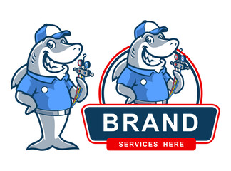 MASCOT CARTOON CHARACTER SHARK AIR CARE