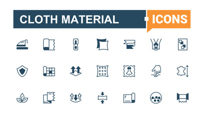 Cloth Material line icon. Contains such icons as fabric, industrial, fiber, cloth and more. Fabric Material linear icon collection. Web icons pack. Solid line editable stroke.