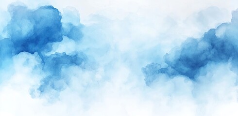 Abstract blue watercolor cloudscape background. (1)