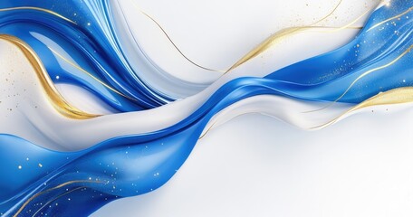Abstract blue and gold flowing fabric.
