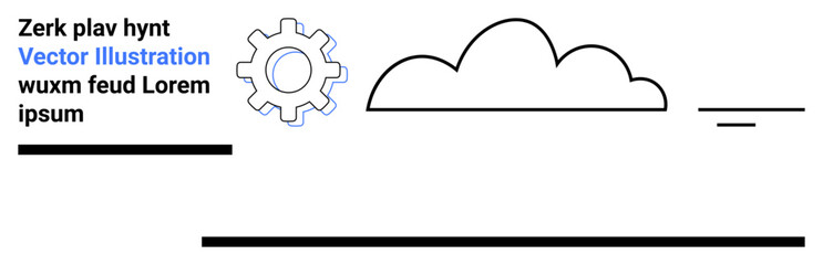 Gear and cloud outline, minimal design emphasizing technology, innovation, and digital processes. Ideal for tech presentations, cloud computing, software, data management, innovation industry