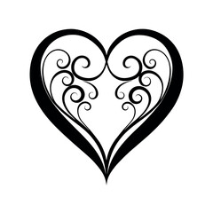 calligraphy love heart sign vector illustration