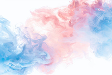 Abstract swirling pink and blue smoke on white background