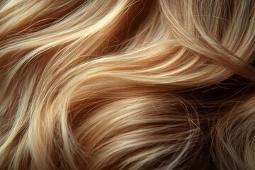 Fototapeta premium Close-up shot shows shiny blonde hair with beautiful light and dark tones. Use this for beauty products, hair care, or fashion design concepts.