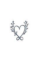 Floral Heart Design for Elegant Wedding Symbol.