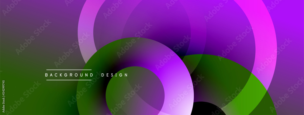 Aufkleber Layered circular shapes in vivid colors form a gradient-rich abstract design with smooth transitions, depth effects, and a modern, futuristic aesthetic