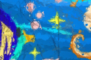 Various oil paintings, flowers, marine creatures, tigers, and beautiful scenery