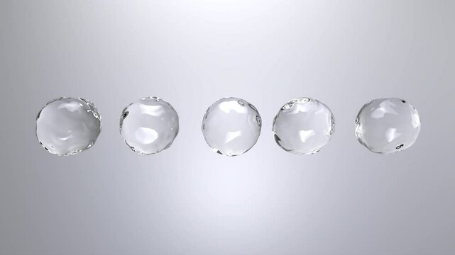 Closeup 3d render science idea concept of shape atom cell floating cells isolate on white background.	