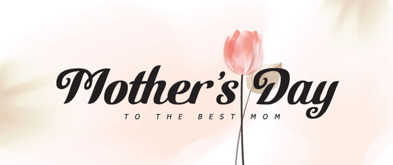 Happy Mother's Day Calligraphy abstract art background vector. Luxury minimal style wallpaper with golden line art flower and botanical leaves, watercolor. Vector background for banner, poster.