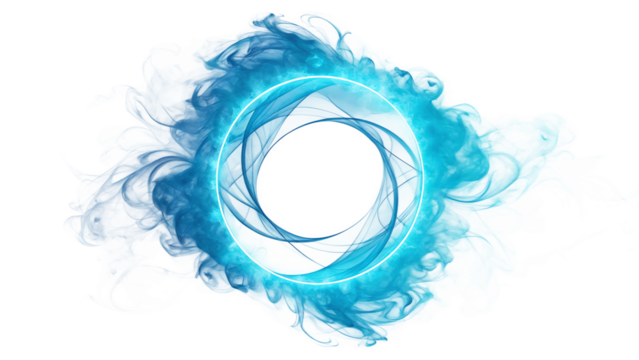 Blue Circular Frame with Abstract Smoke Effect, Isolated on White Background as Transparent. PNG. AI GENERATED