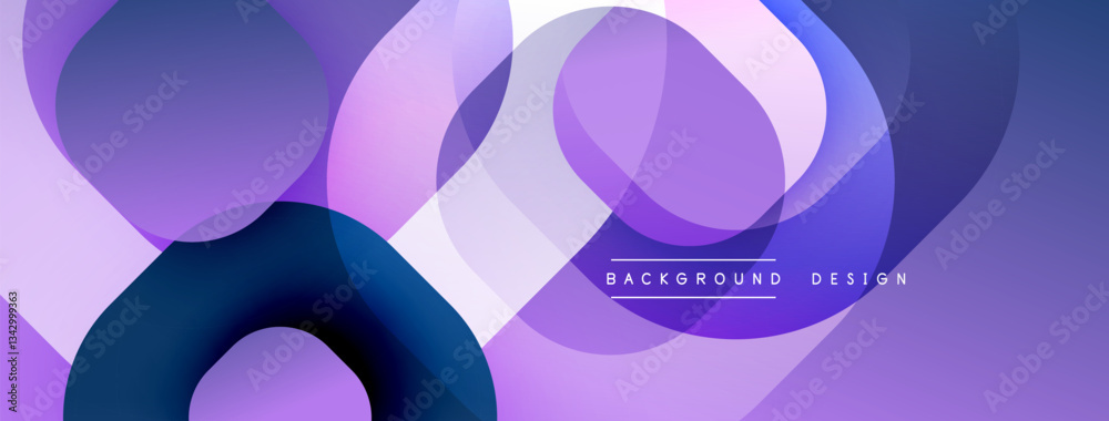 Poster Circular abstract design with overlapping translucent circles and round shapes, blending gradients and smooth curves, creating depth, contrast, and a dynamic visual effect