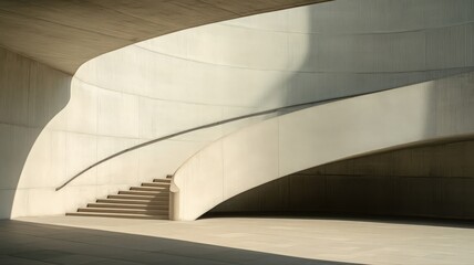 Obraz premium Curving Concrete Staircase in Modern Architecture