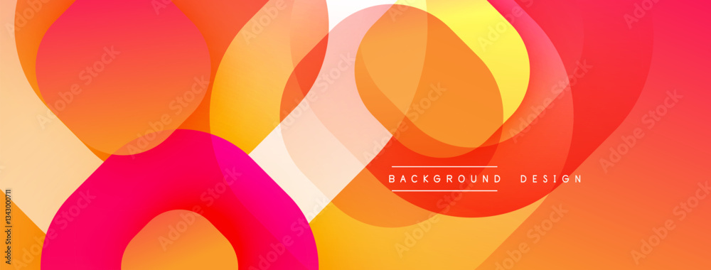 Poster Circular abstract design with overlapping translucent circles and round shapes, blending gradients and smooth curves, creating depth, contrast, and a dynamic visual effect