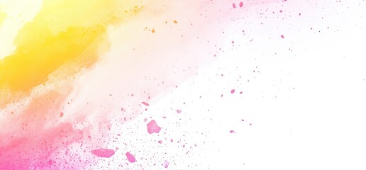 Abstract pastel pink, yellow, and white watercolor splash background.